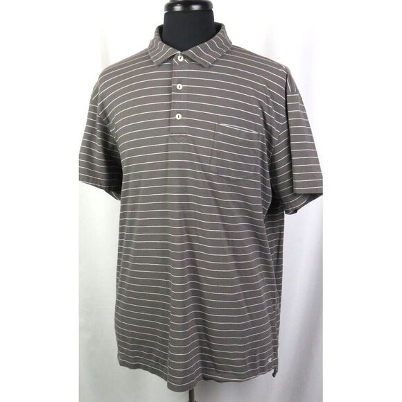 Men's Peter Millar Mountainside Collection‎ Gray Striped Stretch Polo Shirt XL - Picture 2 of 7